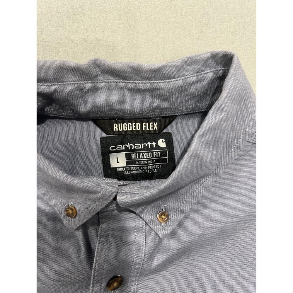 Carhartt Shirt Mens L Blue/Gray Rugged Flex Relaxed Fit Long Sleeve Work Shirt - Picture 3 of 5